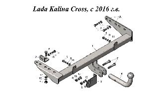Фаркоп на Lada Kalina Cross, с 2016 г. в.  Город Уфа
